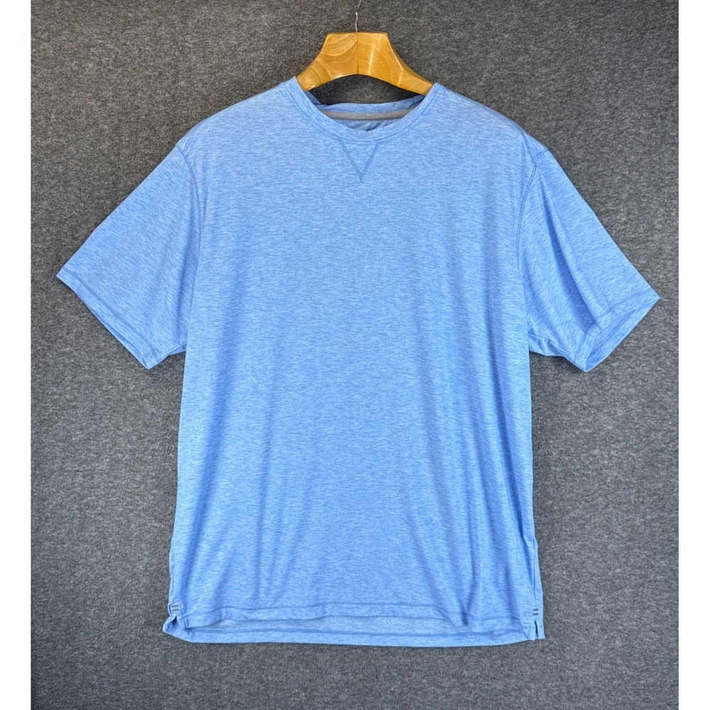 Johnnie-O Featherweight T-Shirt Mens Large Blue Coastal UPF 50 Heathered Comfy